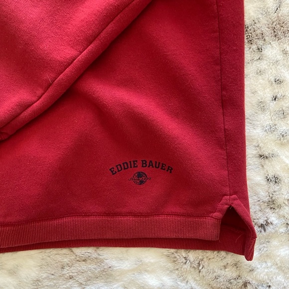 Eddie Bauer Mens Red 3/4 zipper pullover hoodie size XXL - Picture 2 of 11